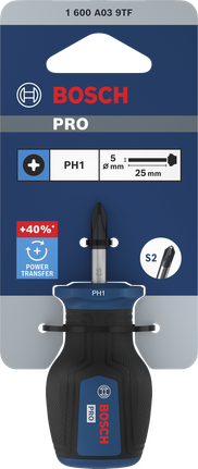 Tua vít ngắn Bosch PRO PH1 25 mm với tay cầm tiện dụng.